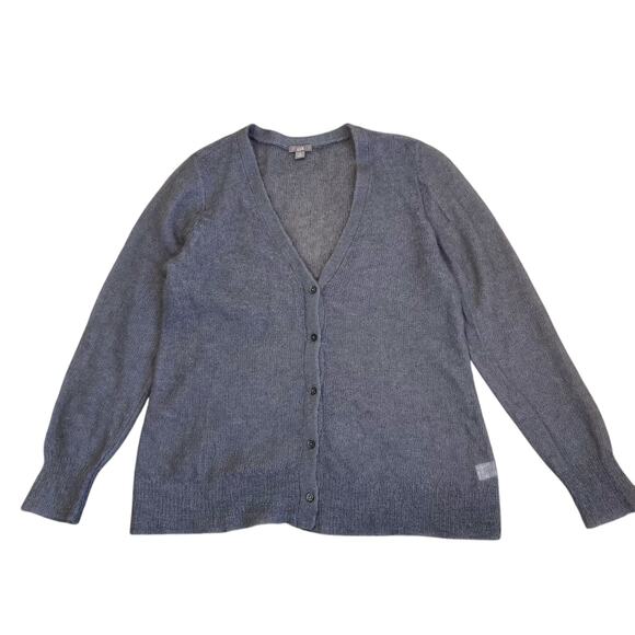 J. Jill Sz M Gossamer Loose Knit Mohair Wool Cardigan Grey Minimalist Delicate - Picture 7 of 16